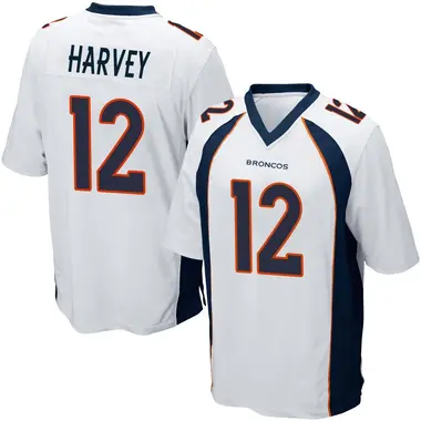 RJ Harvey Men's Game White Denver Broncos Jersey