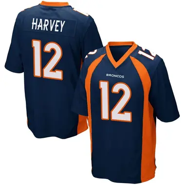 RJ Harvey Youth Game Navy Blue Denver Broncos Alternate Jersey