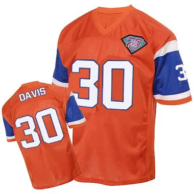 Terrell Davis Men's Authentic Orange Denver Broncos Throwback Jersey